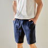 Deep Navy Sueded Pure Mulberry Silk Men's Shorts | Mid Waist | 19 Momme Sueded Silk Charmeuse