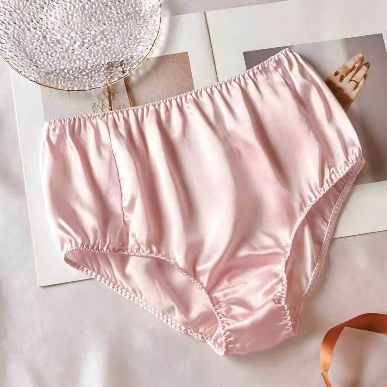 2026 Sample Pure Silk French Cut Pantie Size M | Ballet Pink| Mulberry Silk Pantie #47