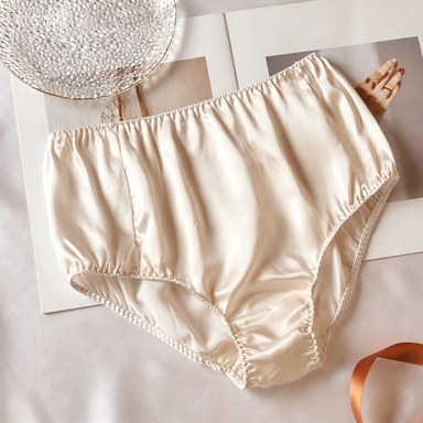 2026 Sample Pure Silk French Cut Pantie Size M | Cream| Mulberry Silk Pantie #04