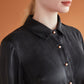 Pure Silk Pointed Collar Fitted Blouse | Ariel | 19 Momme Sueded Silk Charmeuse | Pearl Buttons