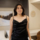 Black Pure Mulberry Silk Cowl Neck Camisole | High Waist Shorts | Lingerie Set | Spaghetti Strap Top | Bridesmaids Gift | Soar Collection