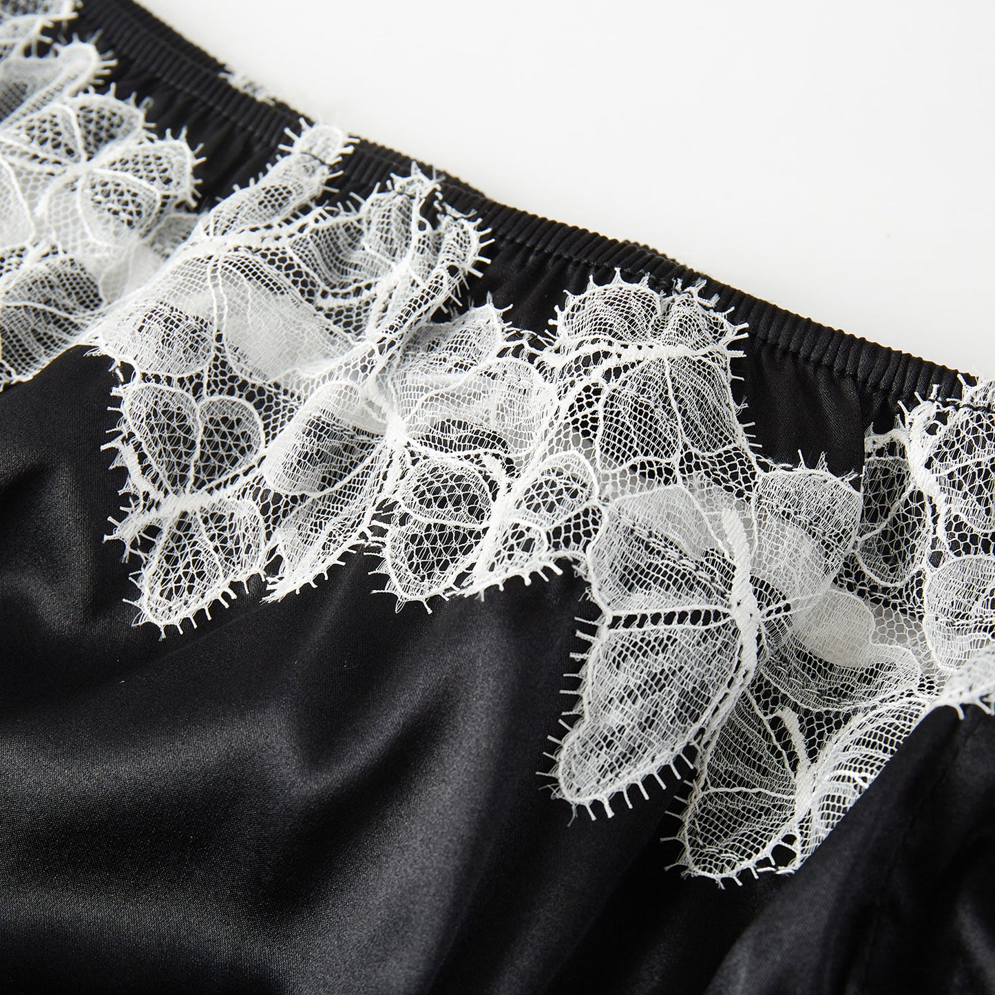 Butterfly Effect | Custom Pure Pure Silk Bikini Pantie | Mid Waist | Black and White Lace on Mulberry Silk | Brush Collection