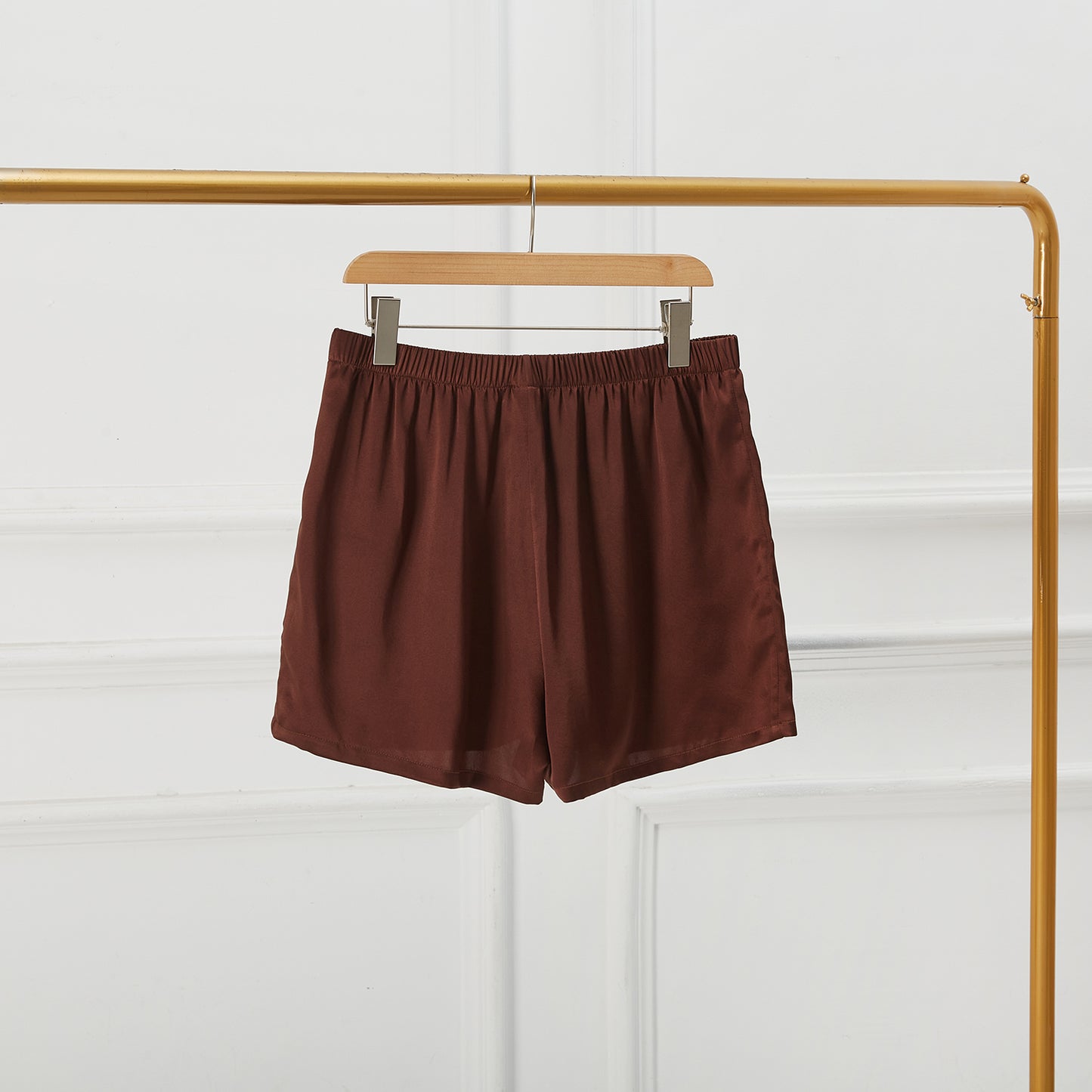 Deep Coffee Pure Mulberry Silk Men's Boxers | Mid Rise with Button Closure | 19 Momme | Soar Collection