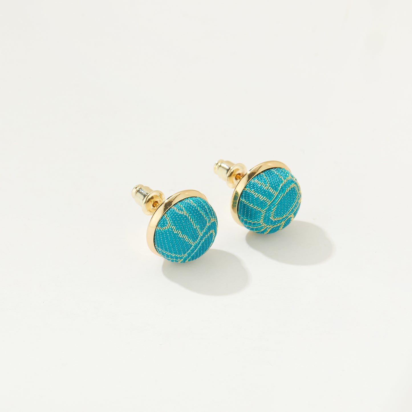 Pure Silk Brocade Earrings | Turquoise Water | Stud Earrings | Shine Collection
