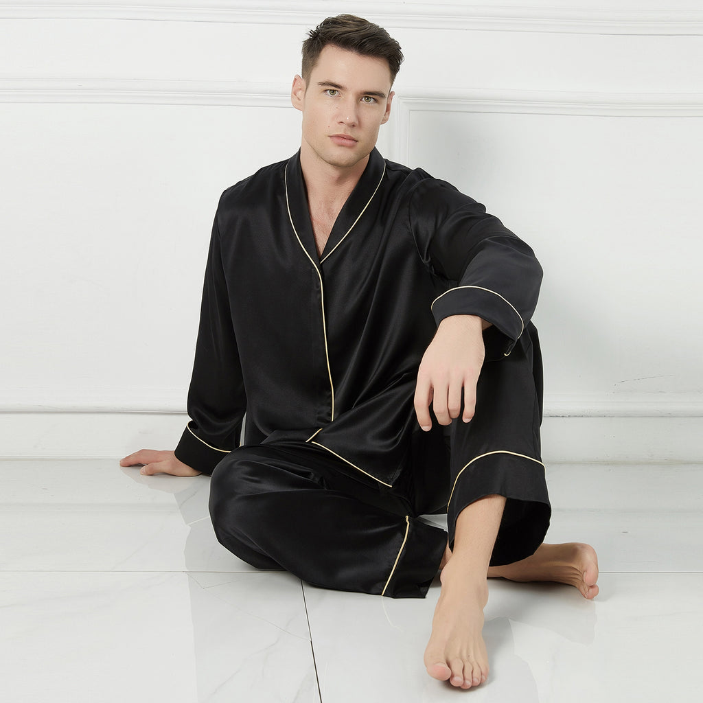 Daffodils Pure Silk Long Sleeve Pajama Set for Men