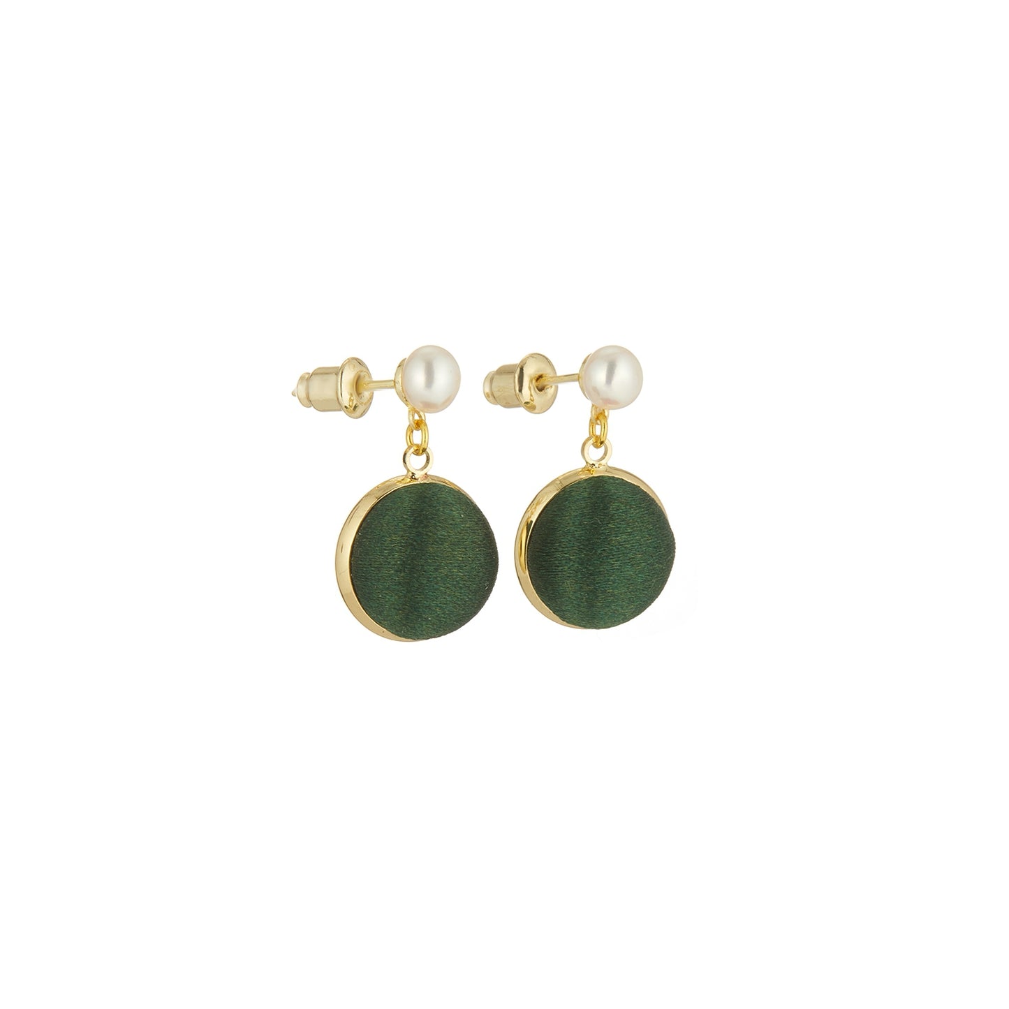 Pure Silk Brocade Earrings with Freshwater Pearls | Emerald Eyes | Drop Earrings | Shine Collection