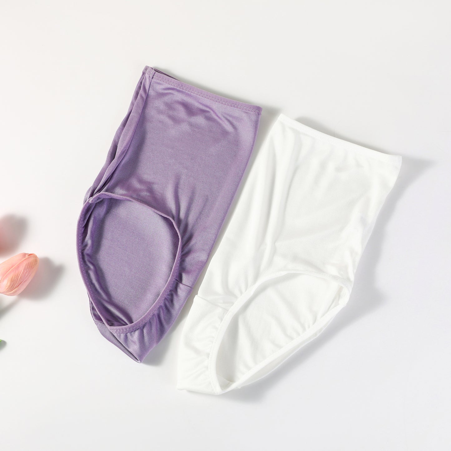 Knitted Silk High Rise French Cut Panties | White Cosmopolitan | Shimmer Collection