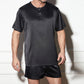 Custom Pure Mulberry Silk Men's T-Shirt | Henley Collar, Short Sleeve and Relaxed Fit | 19 Momme | Soar Collection