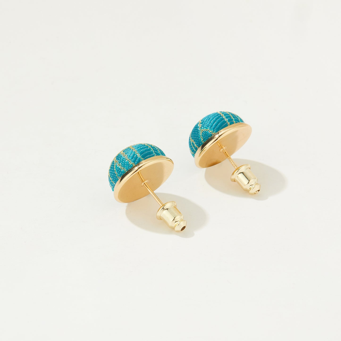Pure Silk Brocade Earrings | Turquoise Water | Stud Earrings | Shine Collection