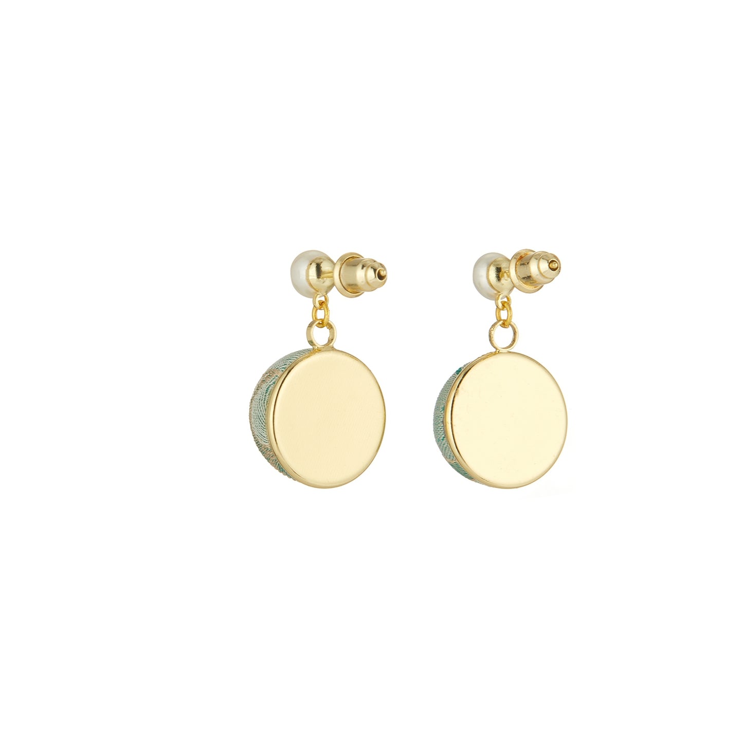 Pure Silk Brocade Earrings with Freshwater Pearls | Minty Cats | Drop Earrings | Shine Collection