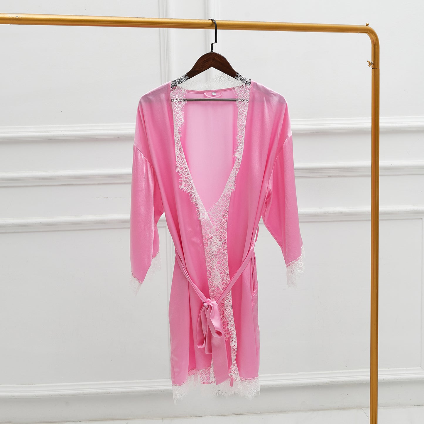 Custom Made Pure Silk and Lace | Robe Rosalie | Knee Length with Double Belts and Pockets | 19 Momme | Soar Collection
