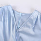 Custom Silk Lounge Dress Celeste | Vintage Inspired V Neck Dress with Layered Sleeves