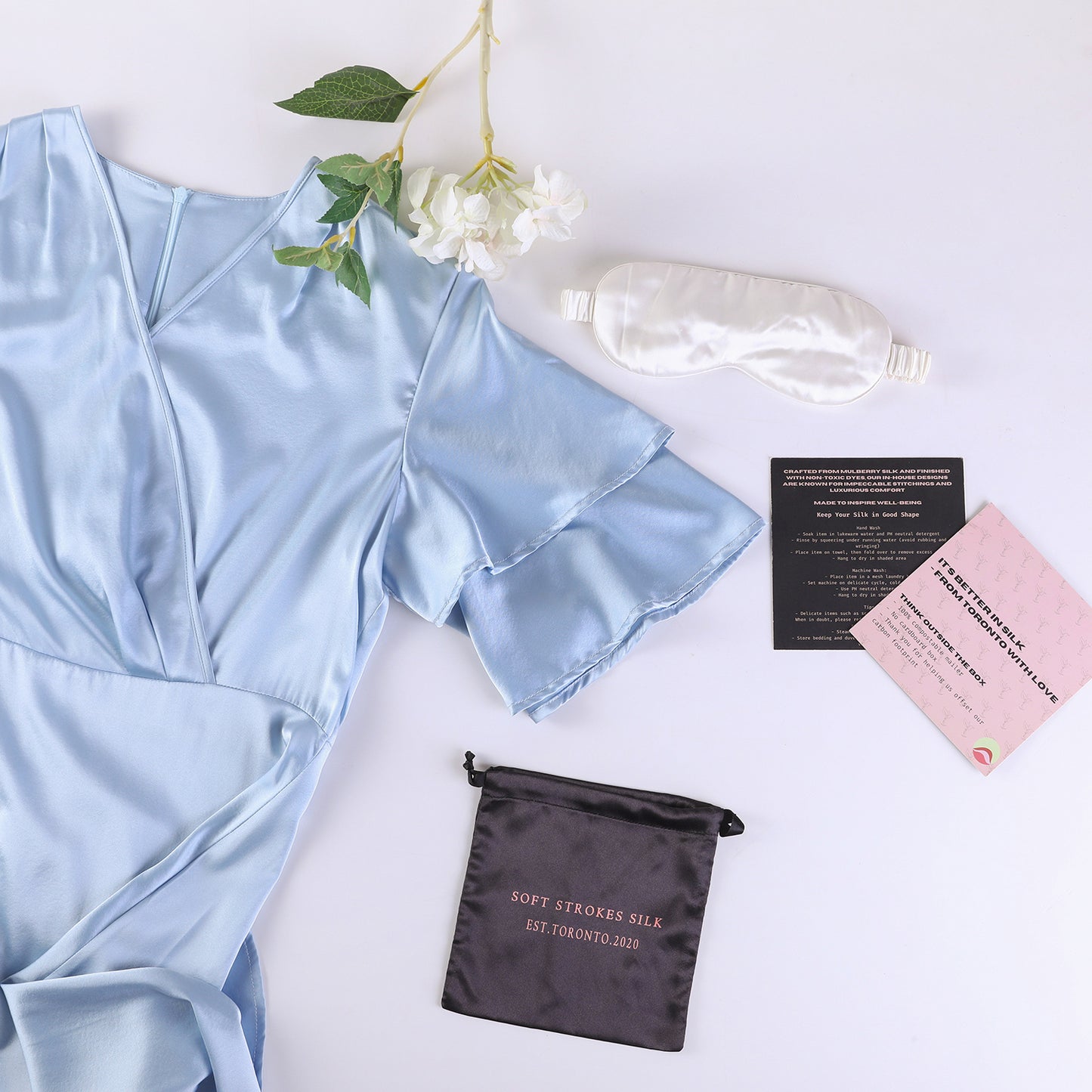 Custom Silk Lounge Dress Celeste | Vintage Inspired V Neck Dress with Layered Sleeves