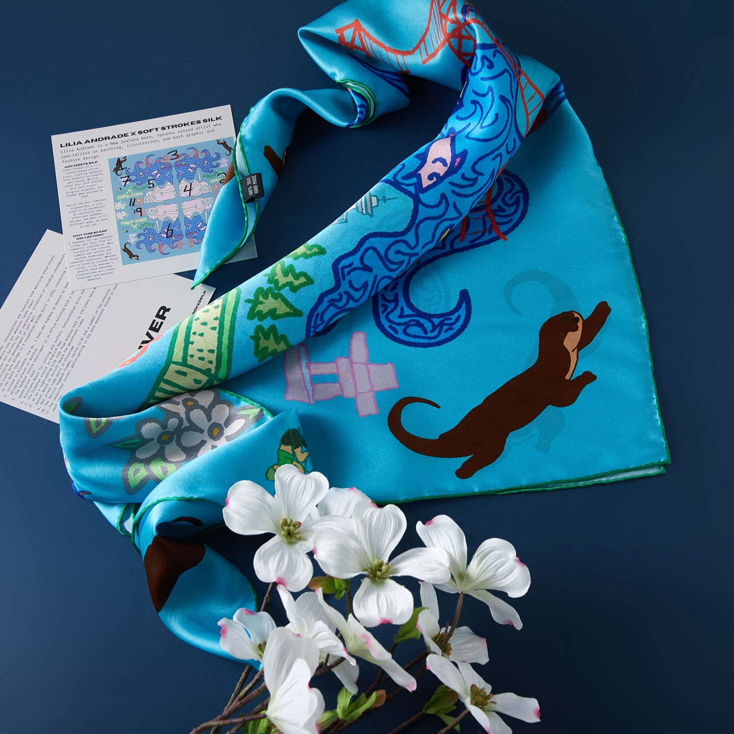 Vancouver Pure Silk Large Square Scarf | Original Artwork