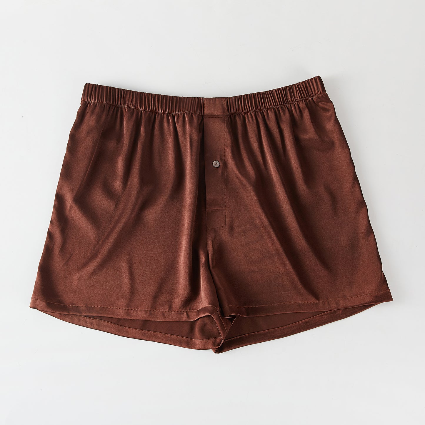 Deep Coffee Pure Mulberry Silk Men's Boxers | Mid Rise with Button Closure | 19 Momme | Soar Collection