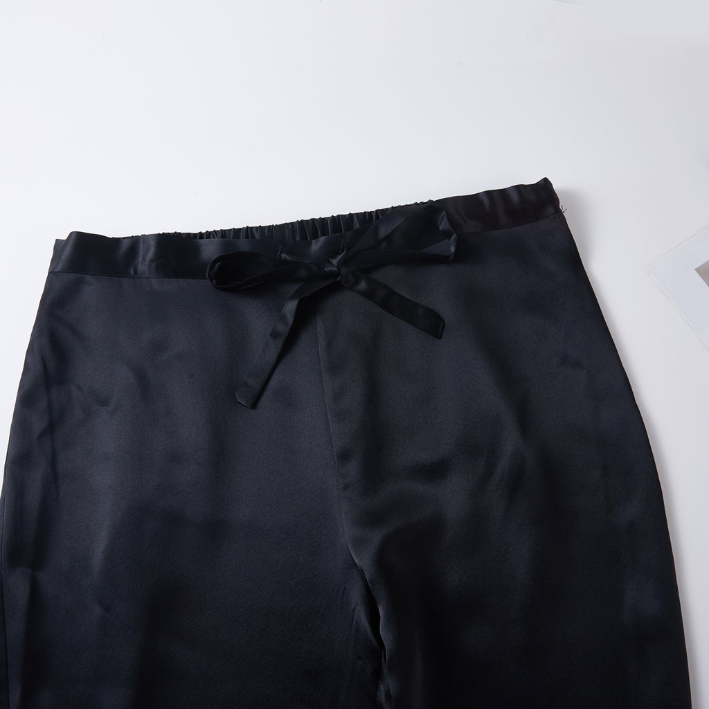 Black Pure Silk Long Sleeve Unisex Pajama 1X (Pants Only)