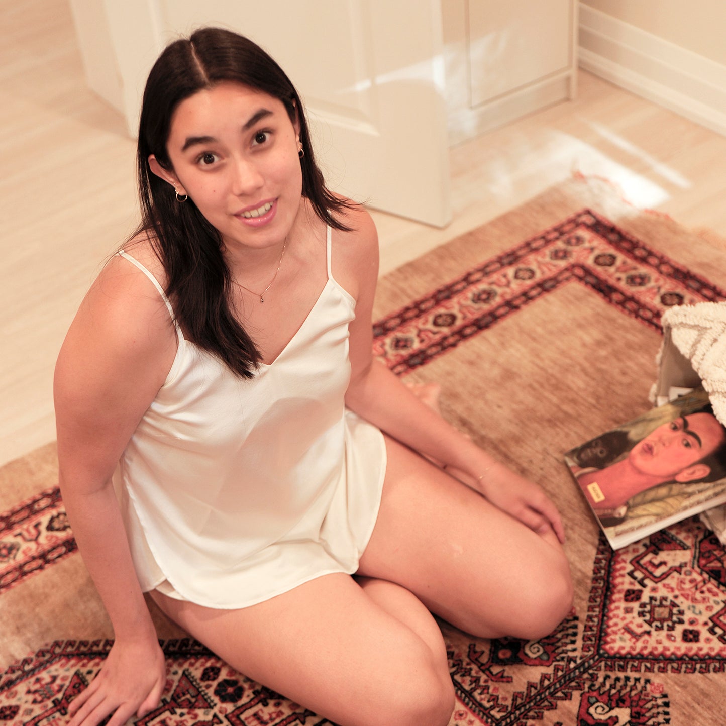 Pearl White Pure Mulberry Silk Petal Camisole Top | Mid-Waist Shorts | Silk Charmeuse Lingerie | Bridesmaid Gift Pj Set | Soar Collection
