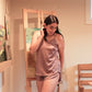 Cocoa Purple Pure Mulberry Silk Petal Camisole Top | Mid-Waist Shorts | Silk Charmeuse Lingerie | Bridesmaid Gift Pj Set | Soar Collection