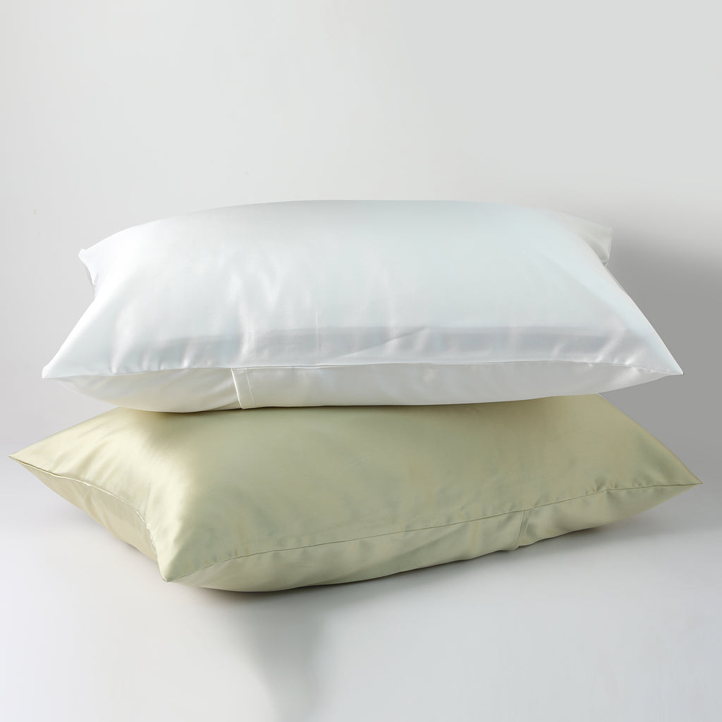 Wasabi Green Luxury Pure Mulberry Silk Pillowcase | Queen | 32 Momme | Drape Collection