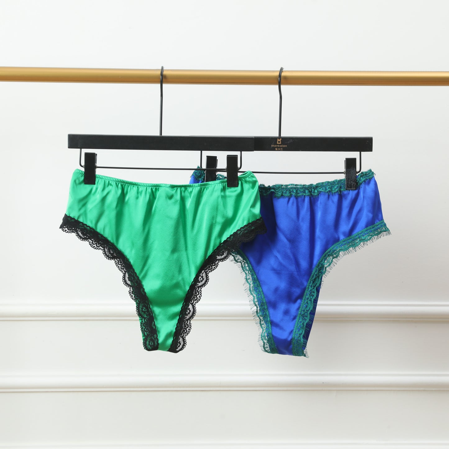 Blue Lagoon | Custom Pure Silk Brazilian Pantie | High Waist | Lace on Mulberry Silk | Bridal Lingerie | Brush Collection