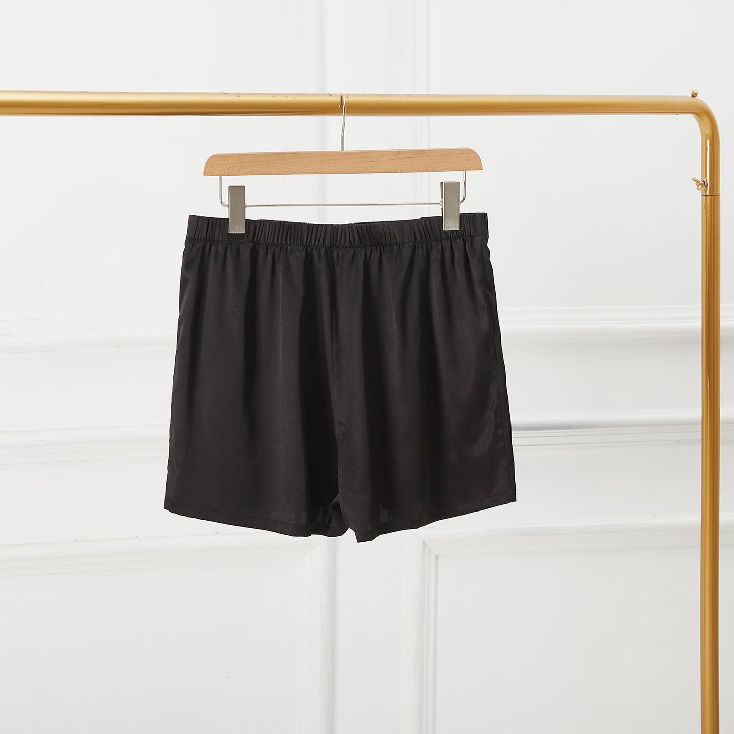 Black Pure Mulberry Silk Men's Boxers | Mid Rise with Button Closure | 19 Momme | Soar Collection