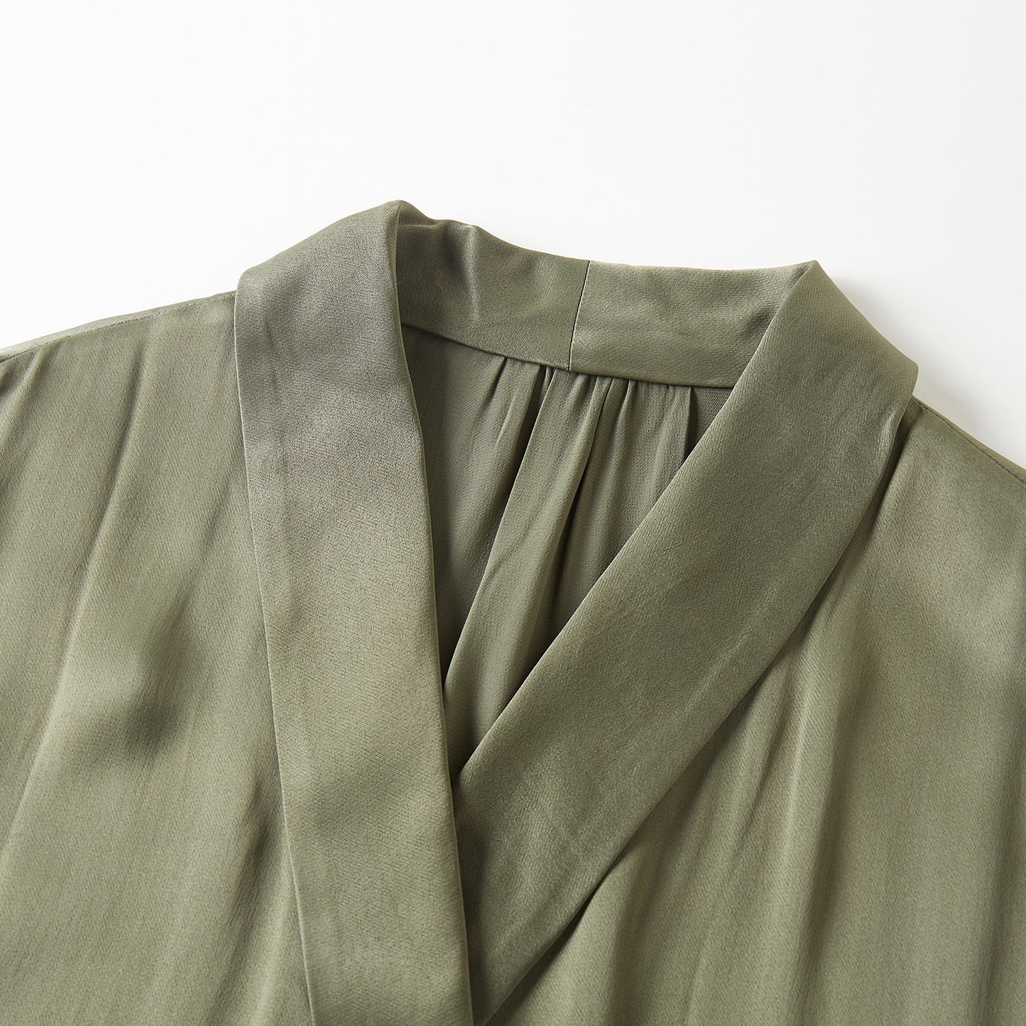 Custom Silk Dress Bianca | Knee Length Shawl Collar Casual Dress with Pockets