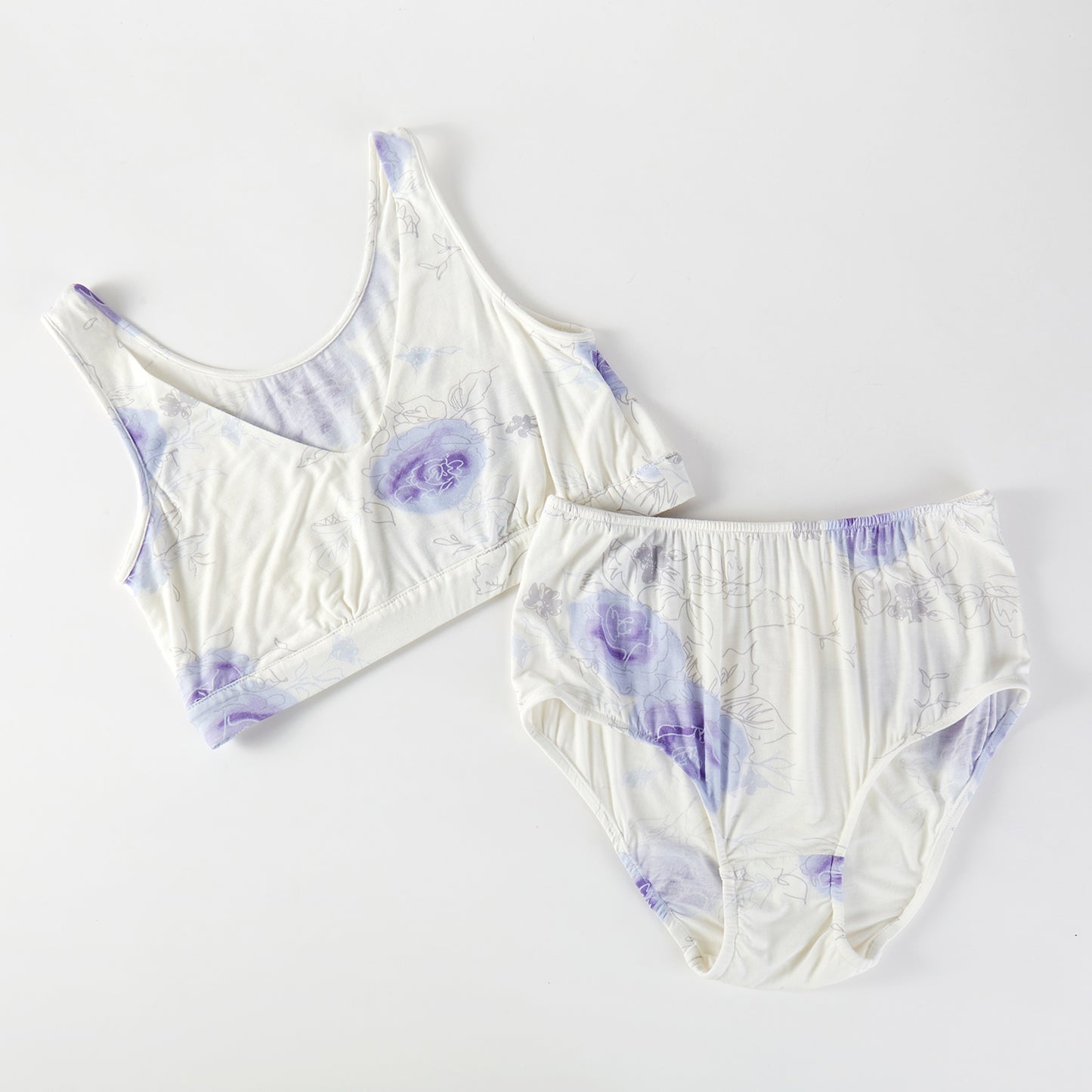 Sample Pure Knitted Silk Bralette Size 34B | French Cut Pantie Size L | Blue Rose