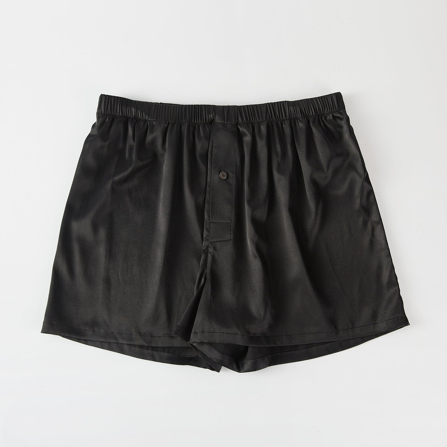 Black Pure Mulberry Silk Men's Boxers | Mid Rise with Button Closure | 19 Momme | Soar Collection