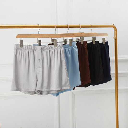 Set of 5 Pure Mulberry Silk Men's Boxers | Mid Rise with Button Closure | 19 Momme | Soar Collection