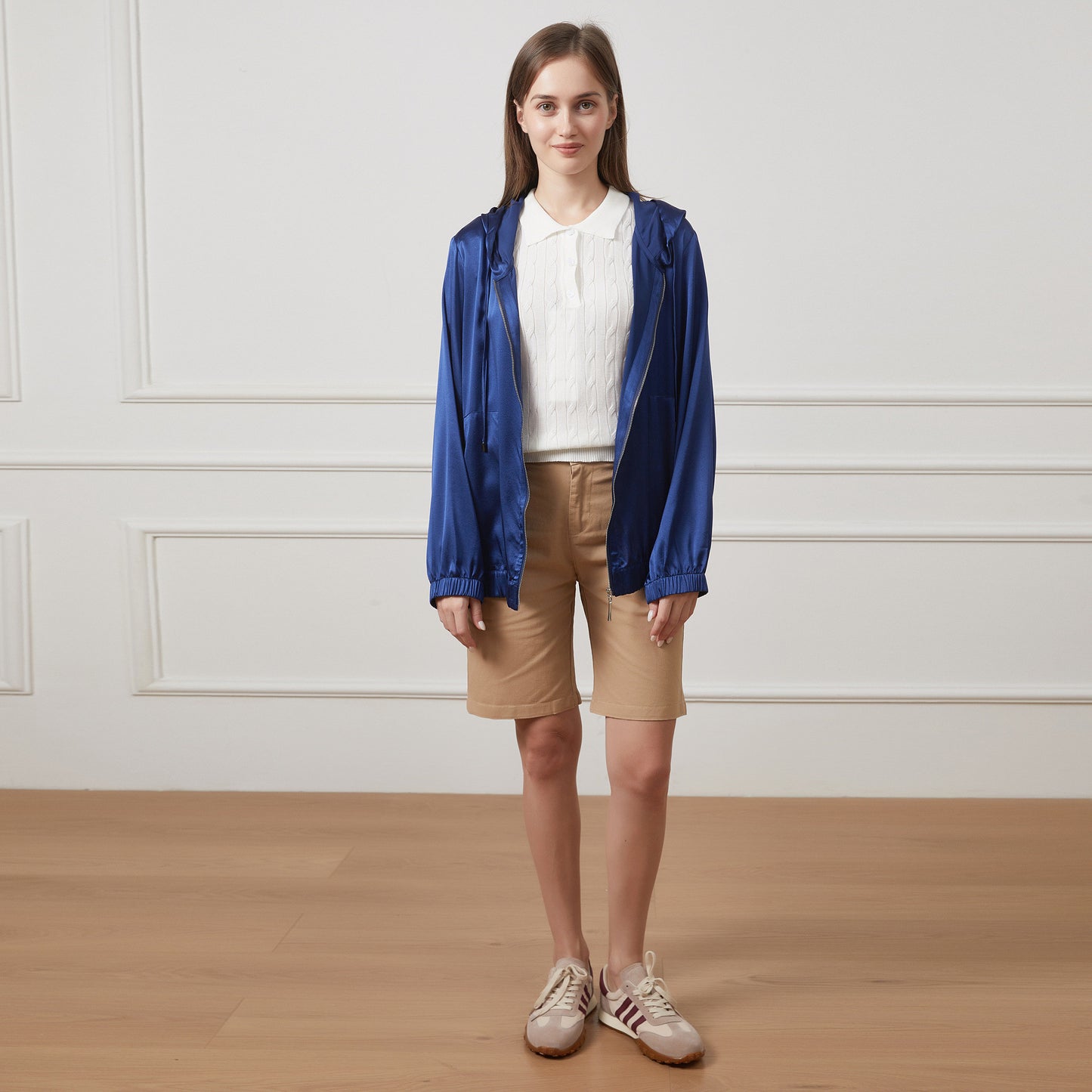 Pure Silk Long Sleeve Hoodie with Pockets | Elio | 22 Momme Silk Charmeuse