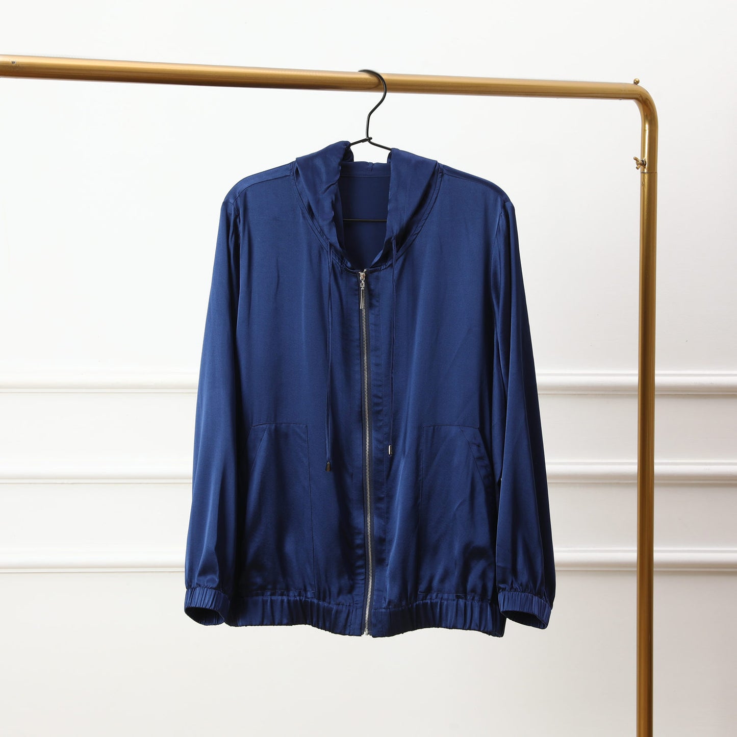 Pure Silk Long Sleeve Hoodie with Pockets | Elio | 22 Momme Silk Charmeuse