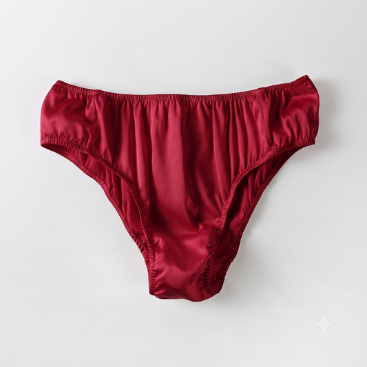 2026 Sample Pure Silk Bikini Size S | Crimson | Mulberry Silk Pantie #87
