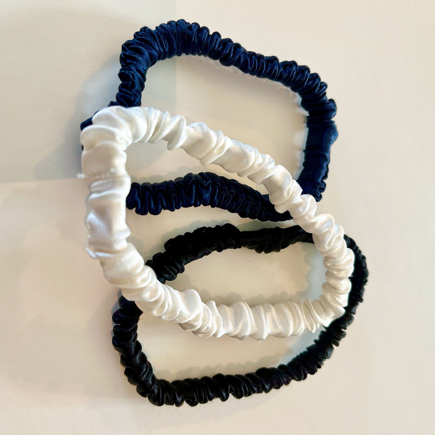 Everyday Classics | Set of 3 Pure Mulberry Silk Skinny Scrunchie | Weekly Special Hair Ties | 0.4 inch