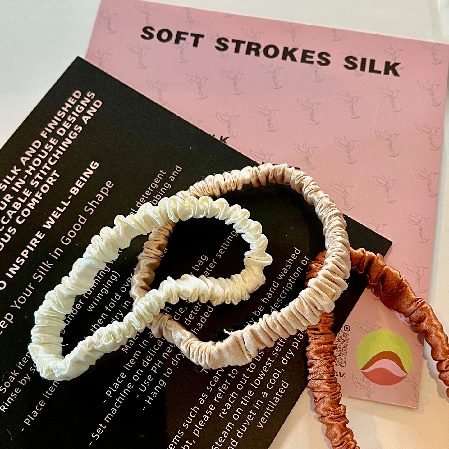 Sand Storm | Single or Set of 3 Pure Mulberry Silk Skinny Scrunchie | Weekly Special Hair Ties | 0.4 inch