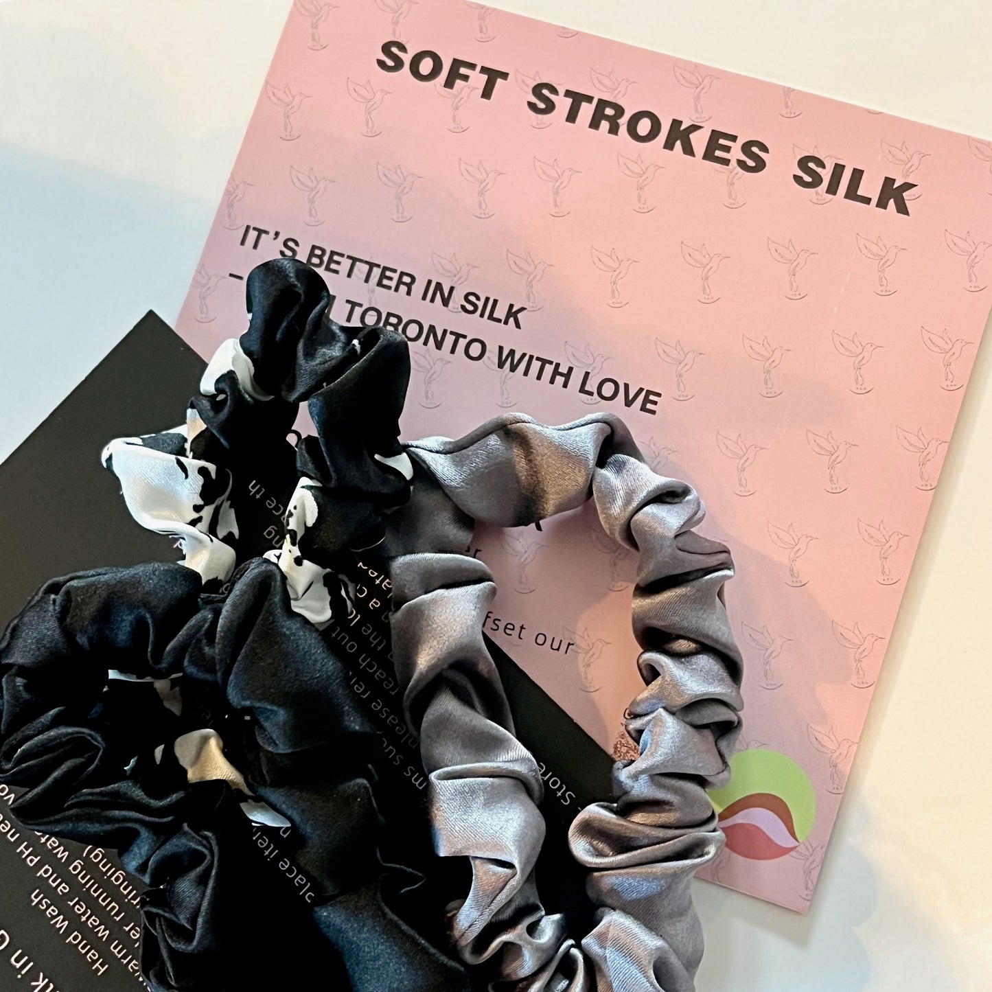 Film Noir | Single or Set of 3 Pure Mulberry Silk Mini Scrunchie | Weekly Special Hair Ties | 0.8 inch