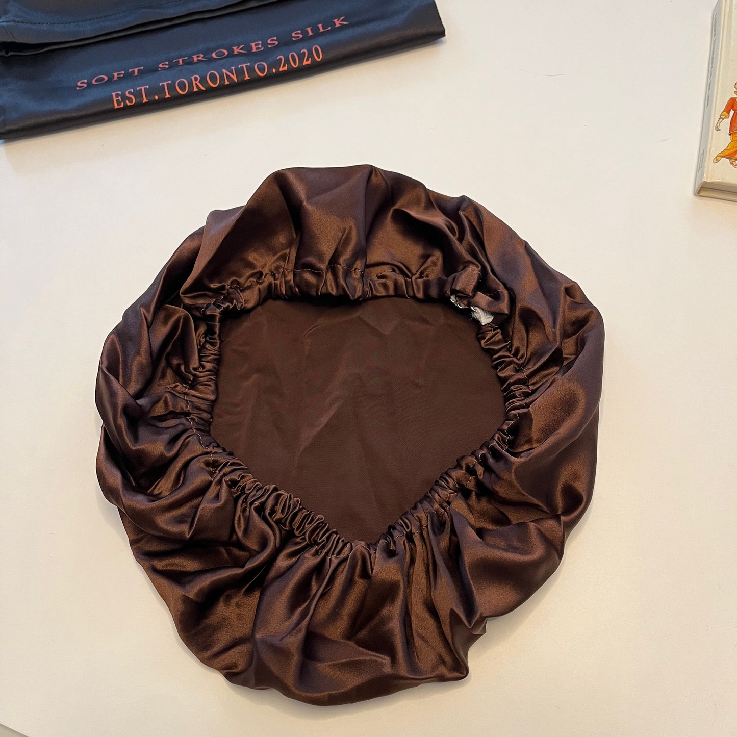 Sample Pure Silk Hair Bonnet Coffee | Single Layer with Adjustable Elastic | 100% Silk 22 Momme