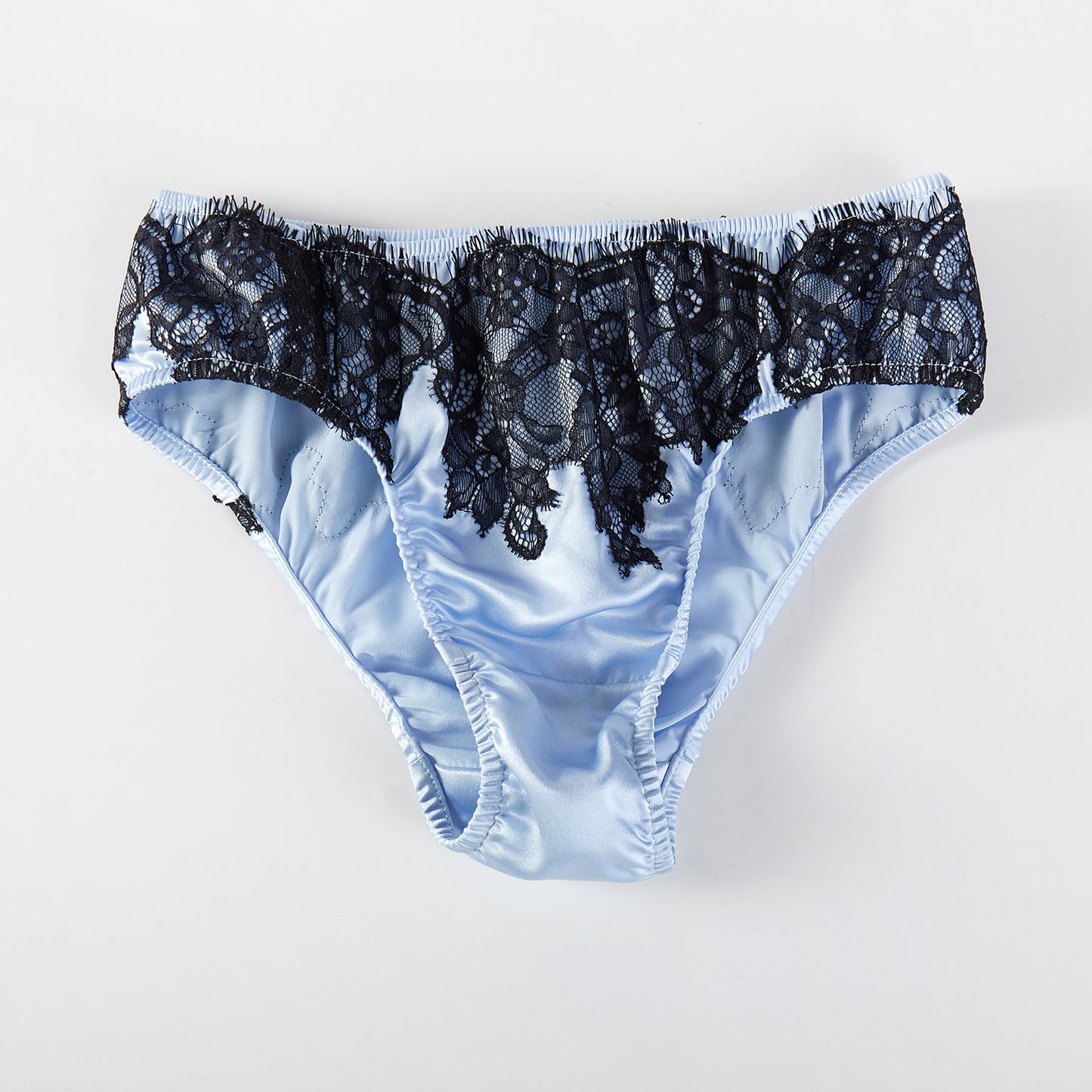 Sample Pure Silk and Lace Bikini Size Small | Cornflower Blue | Mulberry Silk Pantie