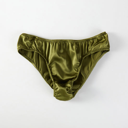Sample Pure Silk Bikini Size L | Olive Green | Mulberry Silk Pantie