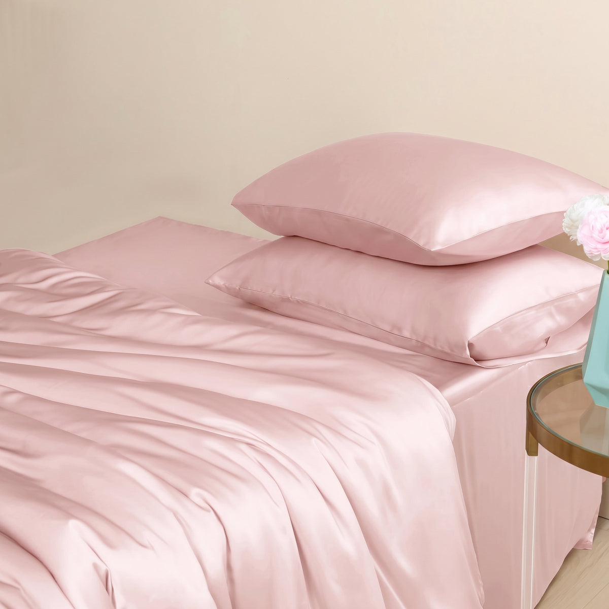 Custom Pure Mulberry Silk 28 Momme Seamless Flat Sheet, Fitted Sheet, Duvet Cover | Full, Queen, King, California King & Sets | Float Collection