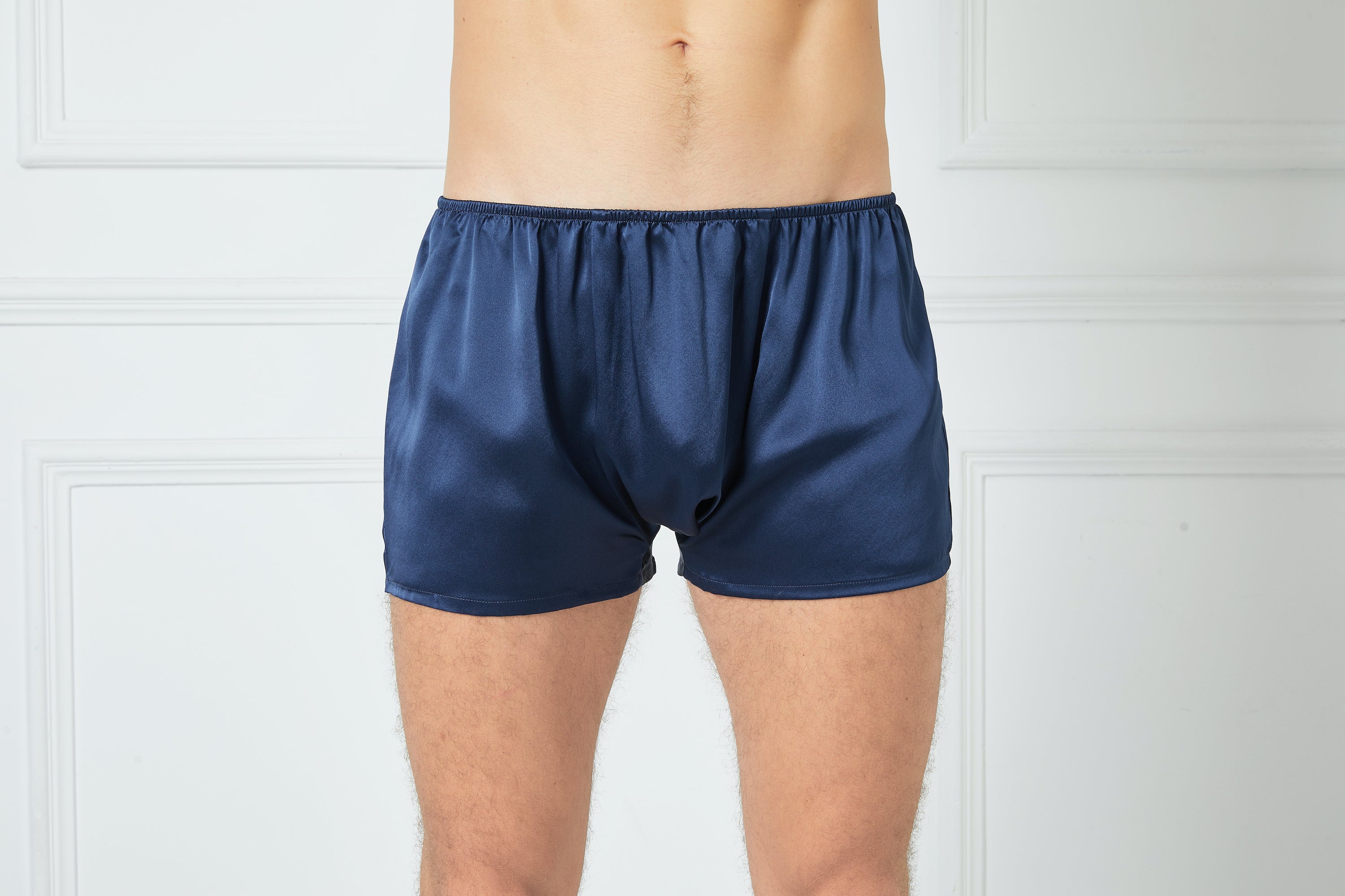 Navy Pure Mulberry Silk Men's Trunks | Low Rise | 19 Momme | Soar Collection