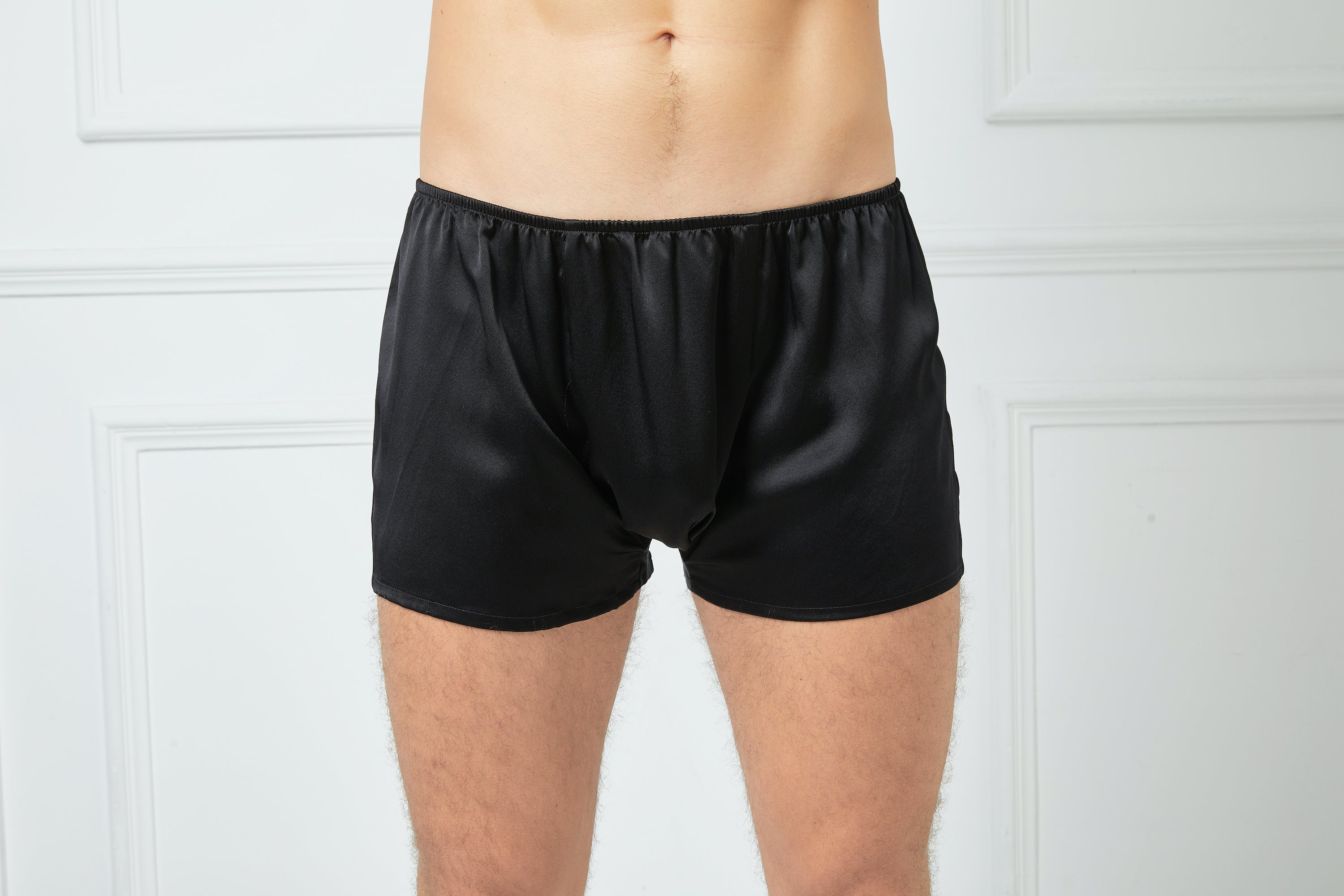 Black Pure Mulberry Silk Men's Trunks, Low Rise, 19 Momme