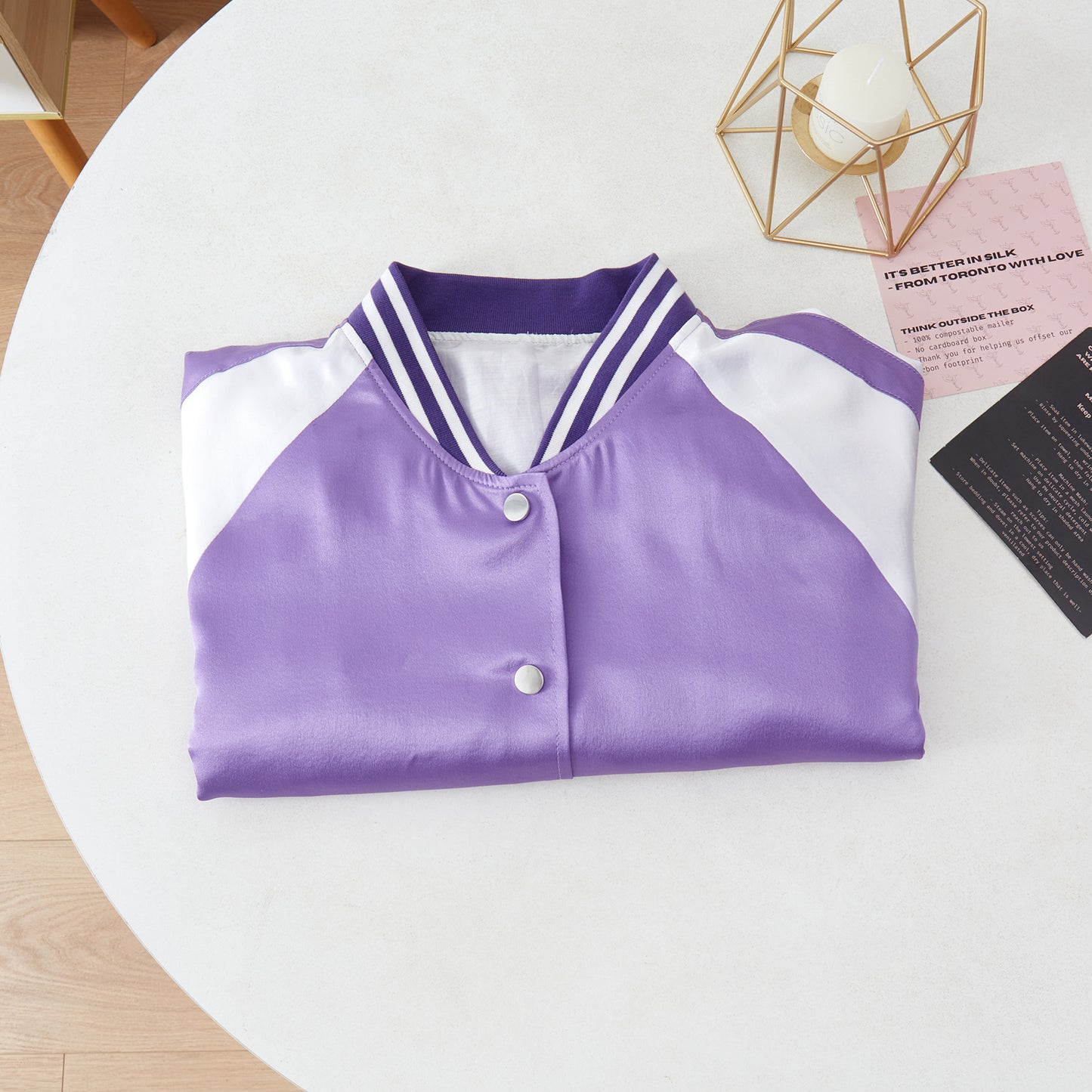 Custom Pure Silk Bomber Jacket | Justine | 22 Momme Silk Charmeuse