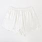 Pearl White Pure Silk Scallop Edged Shorts | 19 Momme Silk Charmeuse