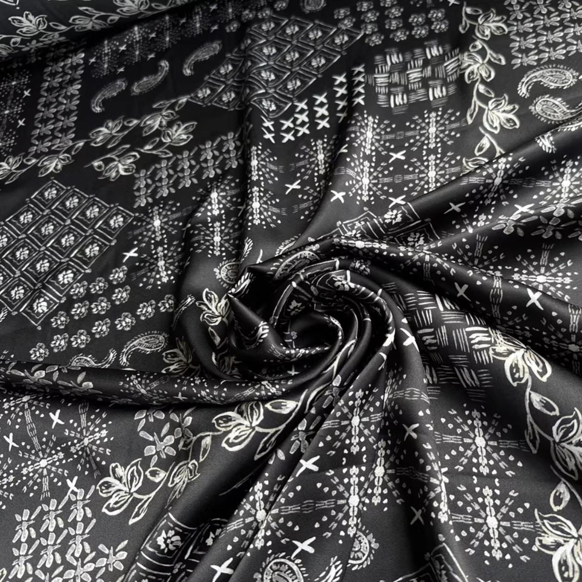 #6 Black Paisley | Fabric for Customization