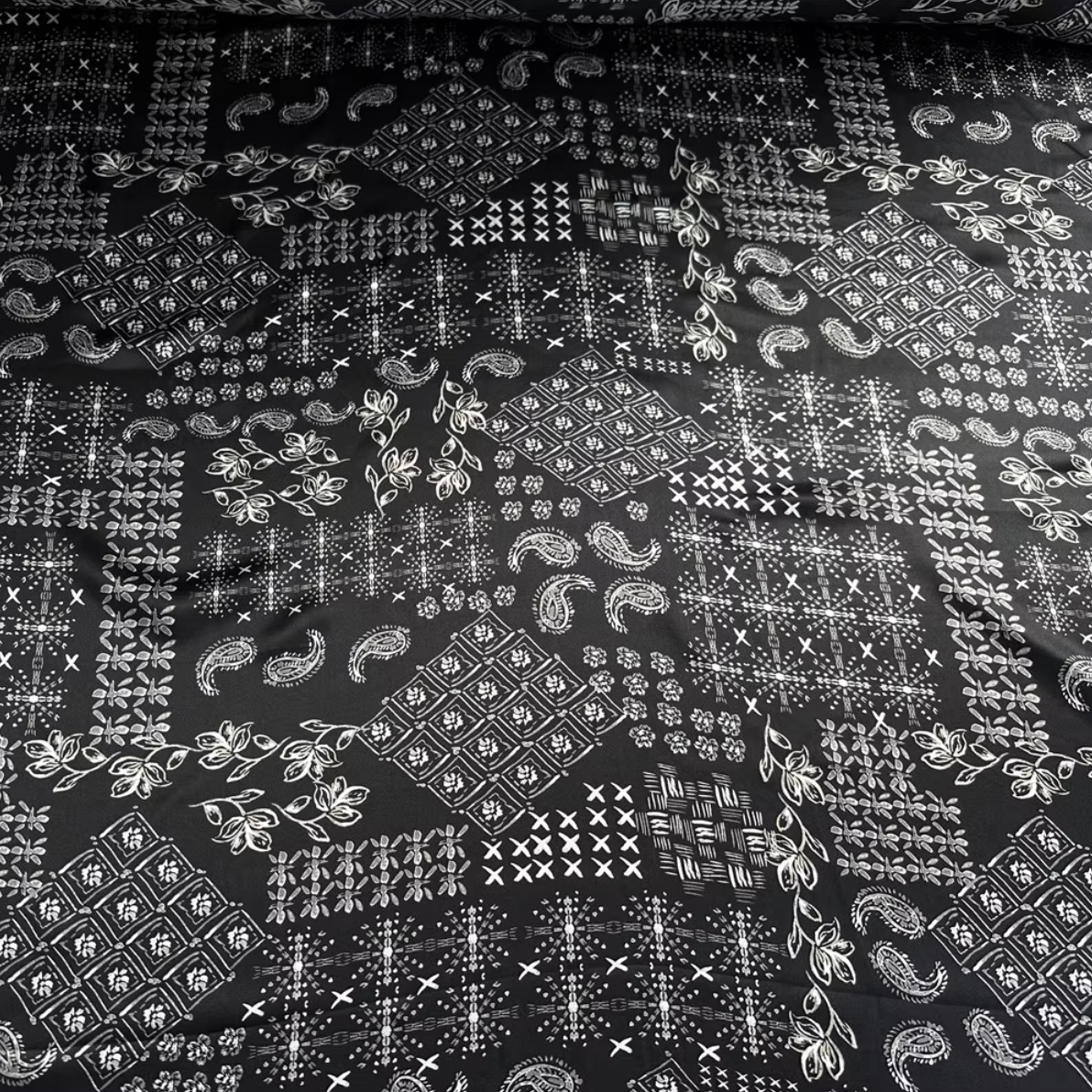 #6 Black Paisley | Fabric for Customization