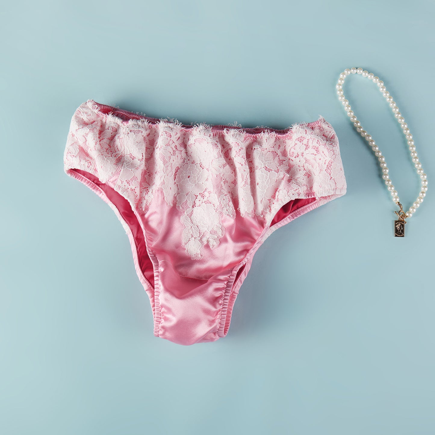 Peony Peony | Custom Pure Pure Silk Double Layer Bikini Pantie | Mid Waist | Lace on Mulberry Silk | Bridal Lingerie | Brush Collection