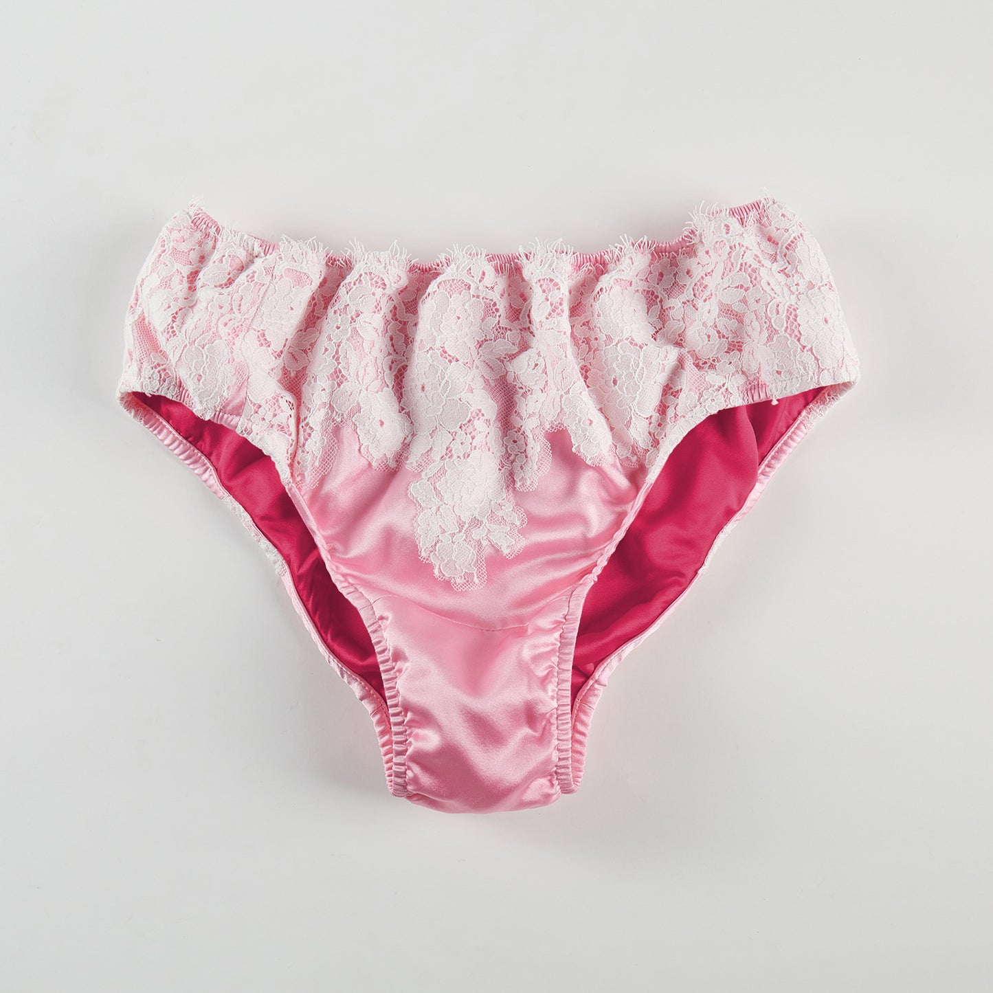 Peony Peony | Custom Pure Pure Silk Double Layer Bikini Pantie | Mid Waist | Lace on Mulberry Silk | Bridal Lingerie | Brush Collection