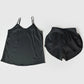 Black Pure Mulberry Silk Petal Camisole Top | Mid-Waist Shorts | Silk Charmeuse Lingerie | Bridesmaid Gift Pj Set | Soar Collection