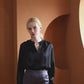 Pure Silk Long Sleeve Y-neck Blouse | Eshonai | 22 Momme Silk Charmeuse