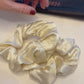 Pure Mulberry Silk French Scrunchie | White Cloud | Jacquard Silk | 2 inch | 20 Momme | Brush Collection